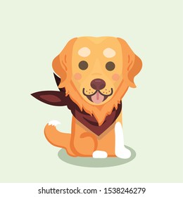 Golden retriever vector on pastel background.