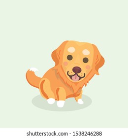 Golden retriever vector on pastel background.
