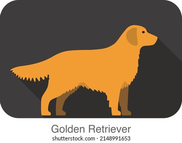 Golden retriever walking flat 3D icon design, vector illustration