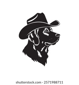 Golden retriever's wearing a cowboy hat vector  illustration