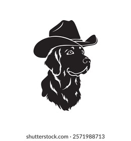 Golden retriever's wearing a cowboy hat vector  illustration