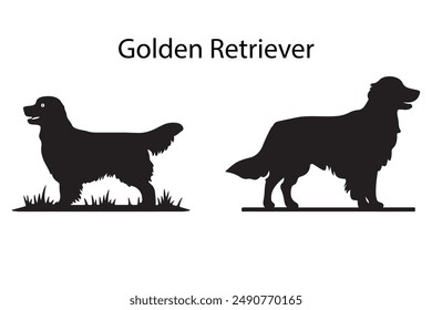 Golden Retriver Hund Vektorgrafik Silhoutte Logo.