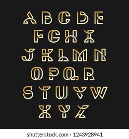 Golden retro alphabets vector set