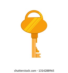 Golden retro key illustration. Mechanism, protection, safety. Houseware concept. Vector illustration can be used for topics like home, security