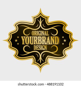 Golden retro label with space for your text.