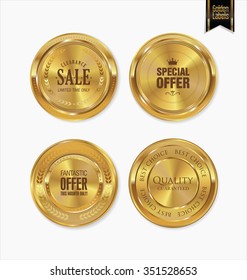 Golden retro labels collection