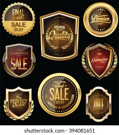 Golden retro labels collection
