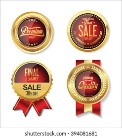 Golden retro labels collection