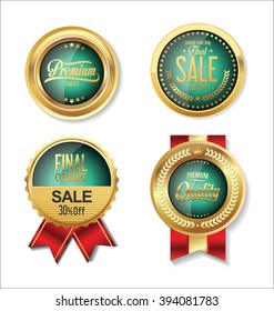 Golden retro labels collection