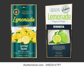 Golden retro labels for organic fruit product 