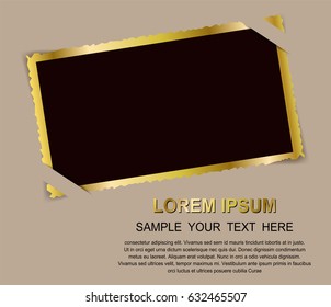 Golden retro photo frame vector design