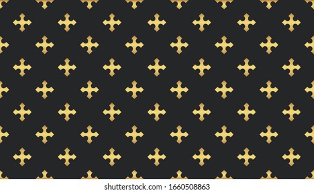 Diseño de patrones de formas retro-doradas repetibles. Vector de fondo de superficie geométrico sin soldadura aislado en fondo negro