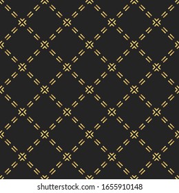 Diseño de patrones de trazos inclinados retro-dorados. Vector de superficie geométrico sin soldadura aislado en fondo negro