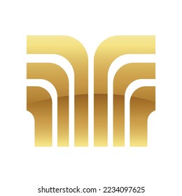 Golden Retro Stripes Icon on a White Background