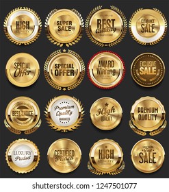 golden retro vintage badges and labels