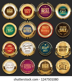 golden retro vintage badges and labels