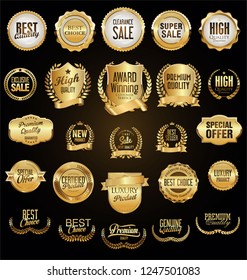 golden retro vintage badges and labels