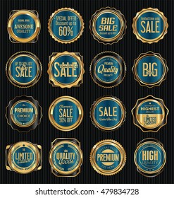 Golden retro vintage labels collection