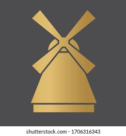 golden retro windmill icon - vector illustration
