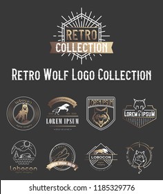 Golden Retro Wolf Logos