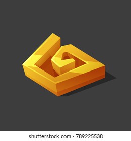 Golden reward icon for game interface. Cartoon achievement decoration for game. Vector illustration.