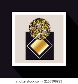 cartel de rhombus y círculo dorado