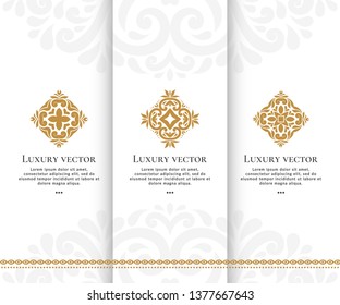 Golden rhombus logo design template. Luxury vintage elements. Can be used as monogram and emblem. Great for wallpaper or background decoration.
