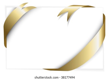 Golden ribbon around white paper (where you should write your text)