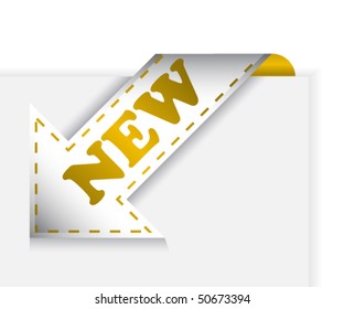 Golden ribbon arrrow with text new