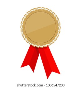 Golden ribbon awards template. Trophy and reward, competition and victory, success and achievement. Flat vector cartoon illustration. Objects isolated on white background.