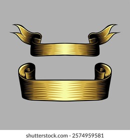 golden ribbon golden banner design vector