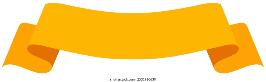 Uma faixa de fita dourada isolada sobre um fundo branco. Elemento gráfico decorativo da ilustração da etiqueta do banner da fita amarela vintage.