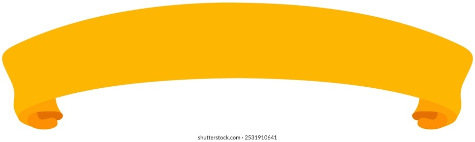 A golden ribbon banner isolated on a white background. Decorative yellow vintage ribbon banner label tag illustration graphic element.