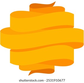 A golden ribbon banner isolated on a white background. Decorative yellow vintage ribbon banner label tag illustration graphic element.