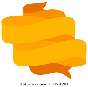 A golden ribbon banner isolated on a white background. Decorative yellow vintage ribbon banner label tag illustration graphic element.