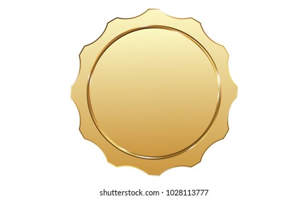 Golden ribbon banner label vector background with isolated fancy badge vintage sticker and decorative border icon for frame, coin. Festive colorful tag design award of gift illustration collection