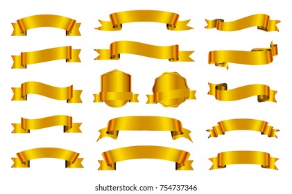 Golden ribbon banner set.Vector gold ribbons.