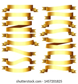 Golden ribbon banner set.Vector illustration.