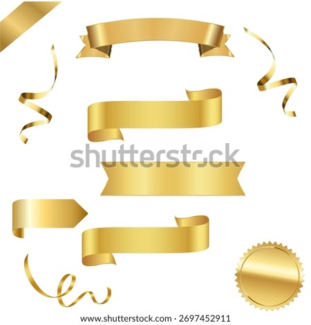 Golden Ribbon and Banner Vector Set
  Elegant gold ribbons, banners, and seals for luxury branding, certificates, and product labels. Editable vector format.