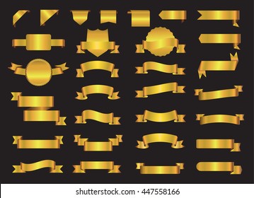 Golden ribbon banners.Set of gold ribbons.Vector illustration.