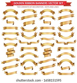 Golden Ribbon Banners set in two decoration variants vector