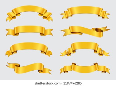 Golden ribbon banners set.Vector gold ribbons.