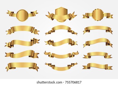 Golden ribbon banners.Vector gold ribbons.