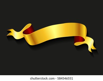 Golden ribbon banner.Vector gold ribbon.