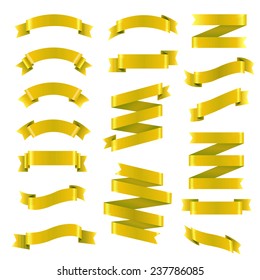 Golden Ribbon Big Set, Vector Illustration