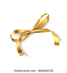 golden ribbon bow for decoration.Vector isolated illustration on a white background. Clipart. Use it in the design of holiday cards, advertising banners for the new year, Christmas, birthday and other