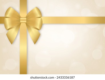 Goldene Schleife auf goldenem Hintergrund für Weihnachten und Neujahr Event. In: Vector Illustration.
