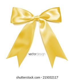 Golden ribbon and bow, vector illustration.