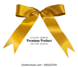 Golden ribbon and bow, vector illustration.
