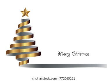 
Golden Ribbon Curve Design Christmas Tree